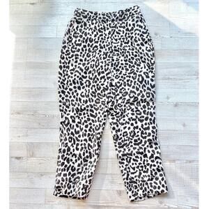 J.‎ Crew Leopard Print Linen Blend Easy Pant | Brown/Ivory Size 2